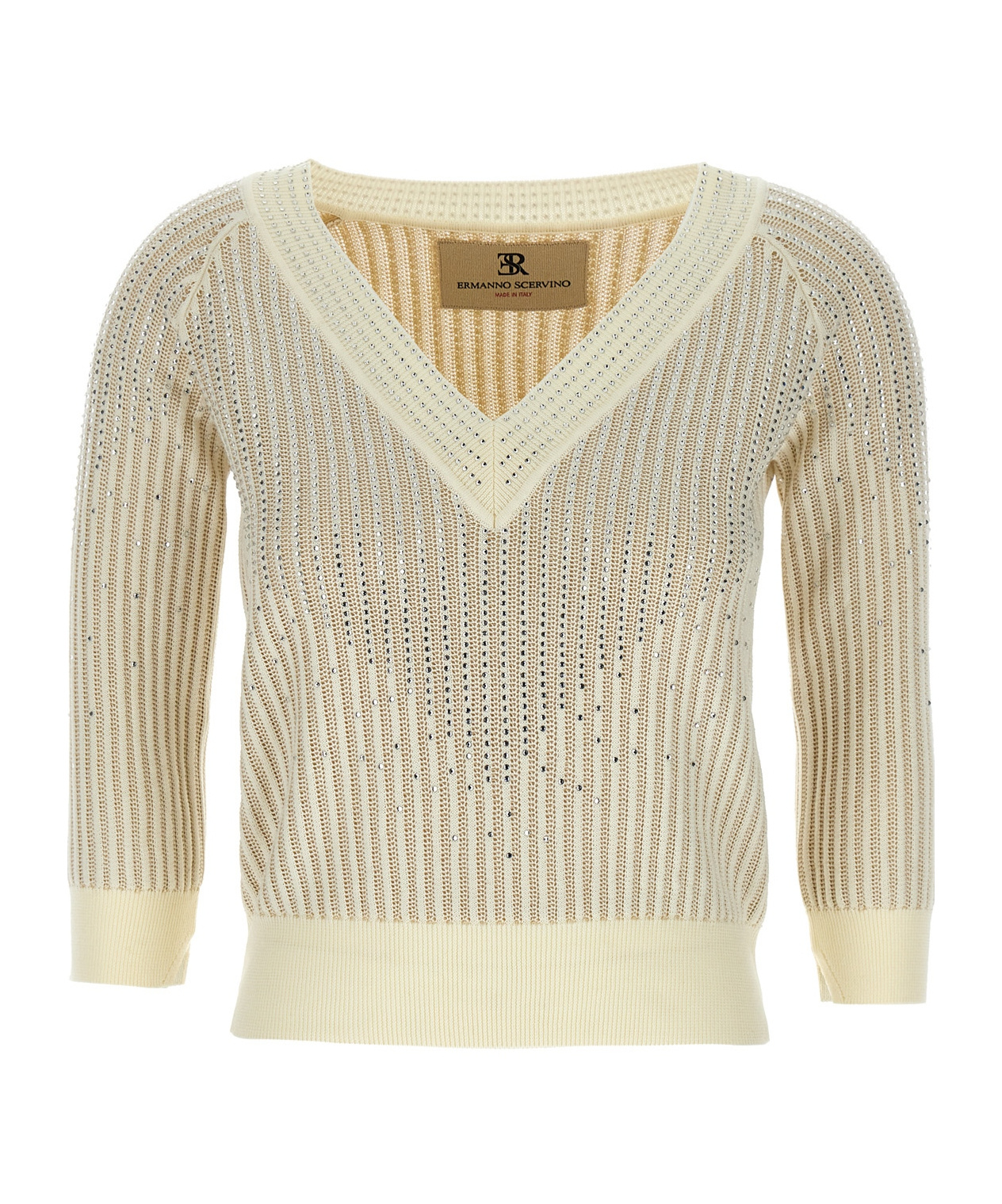 Ermanno Scervino Rhinestone Sweater Sweaters And Cardigans In Nude
