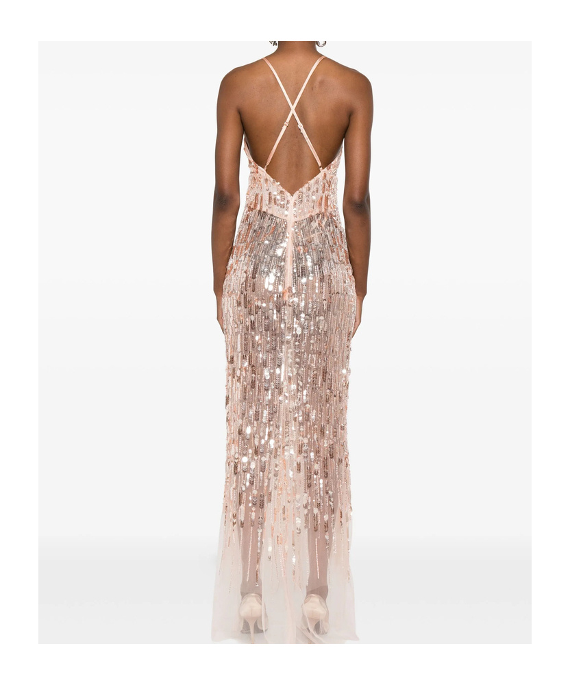 Elisabetta Franchi Sequin-embellished Sleeveless Maxi Dress In Pink