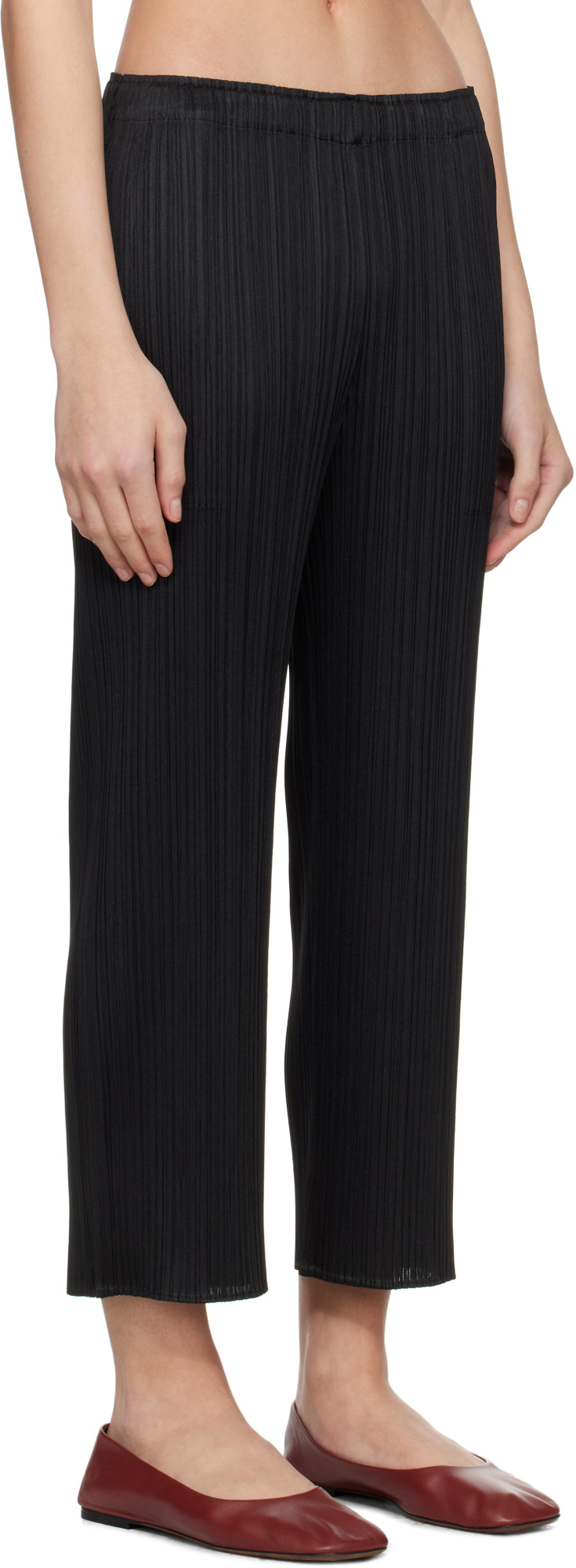 Issey Miyake Elastic Waist Casual Pants In Black