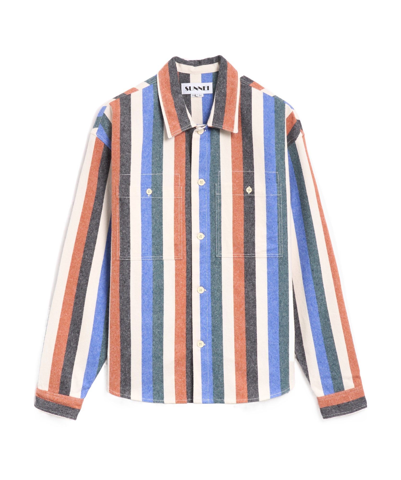 Sunnei Multicolor Striped Over Shirt In White