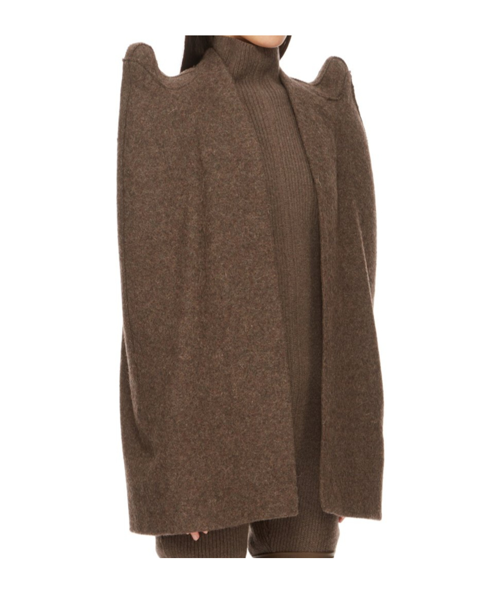 Rick Owens Pointed Logo Cloak In Brown