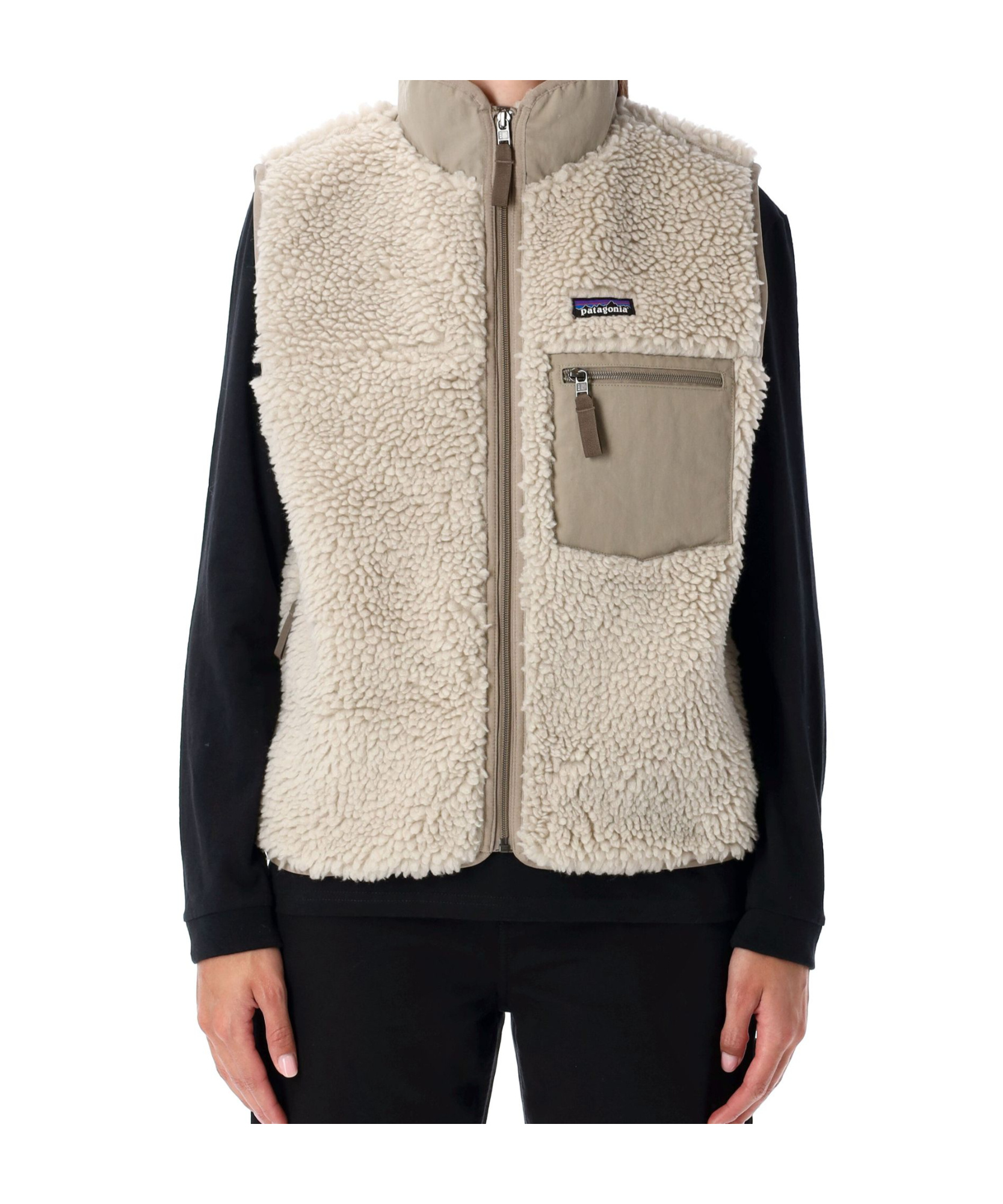 Patagonia Logo-patch Fleece Vest In Brown