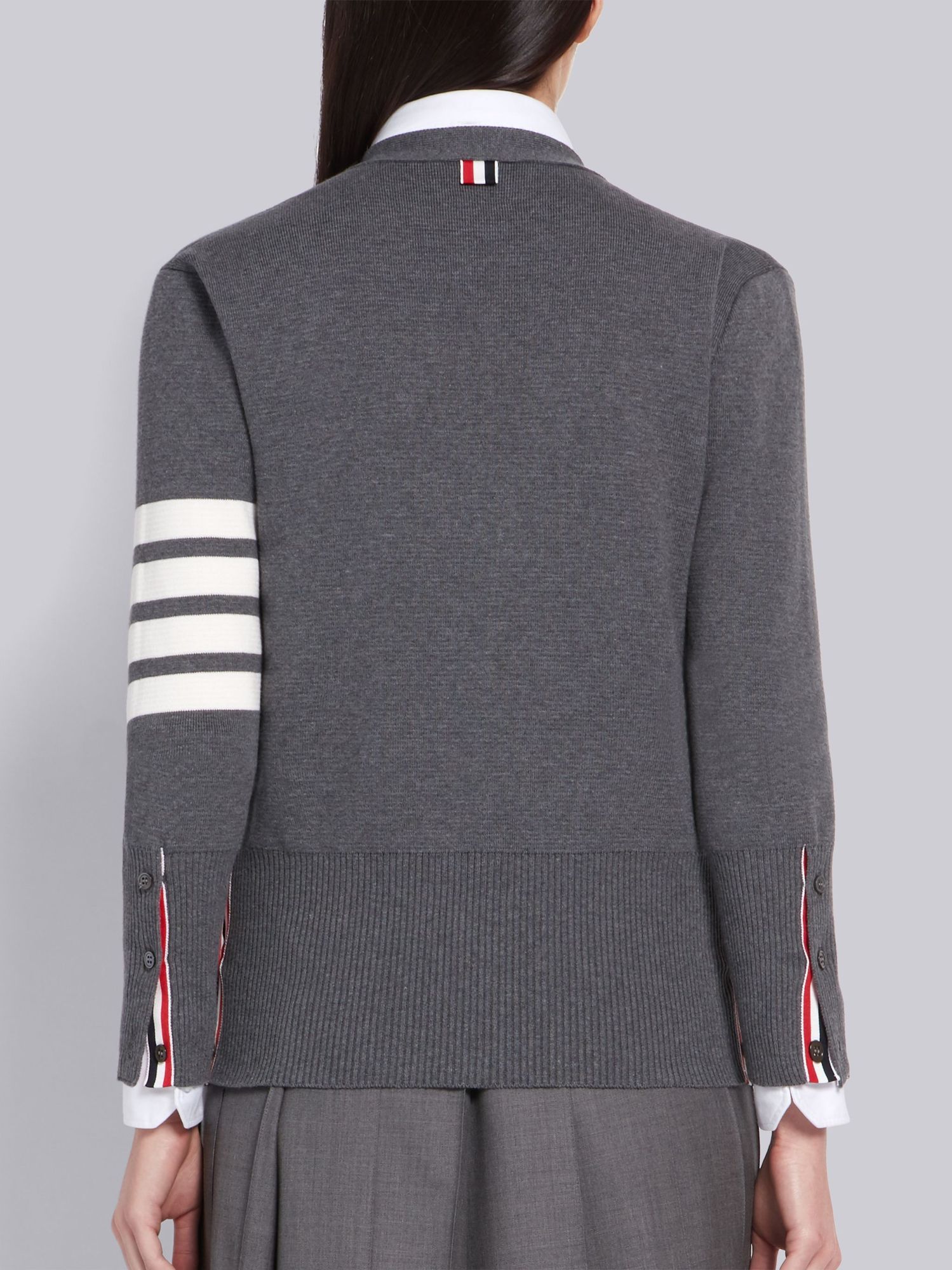 Thom Browne Women Cardigan Con Scollo A V In Gray
