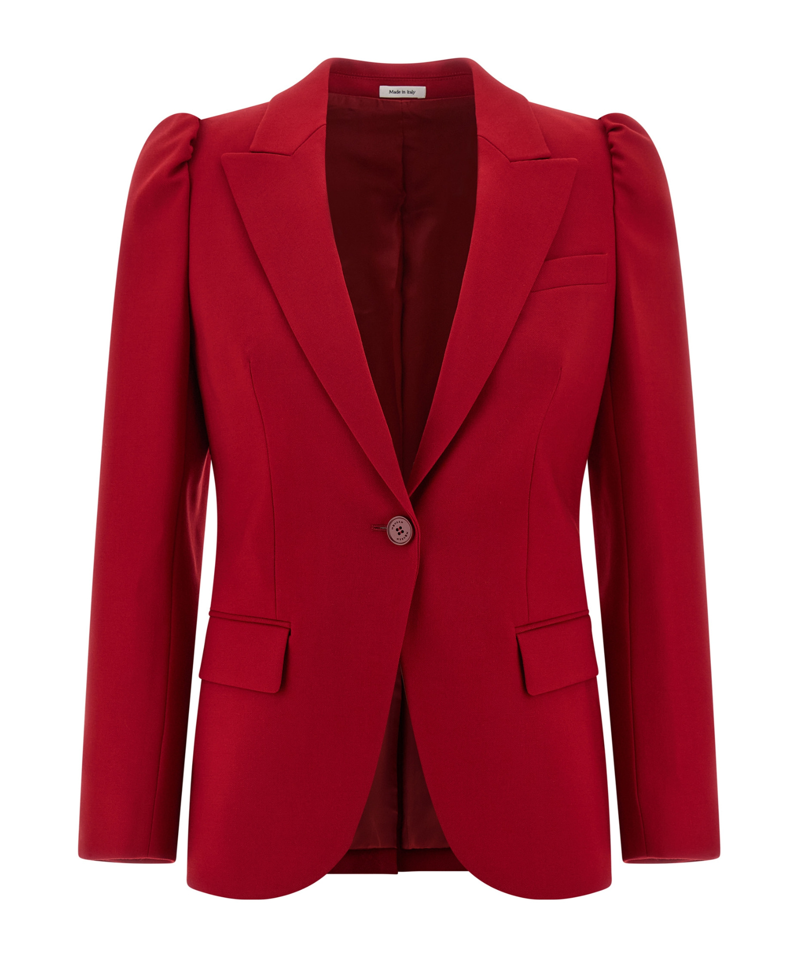 Alexander Mcqueen Puff-sleeve Single-breasted Blazer In Red