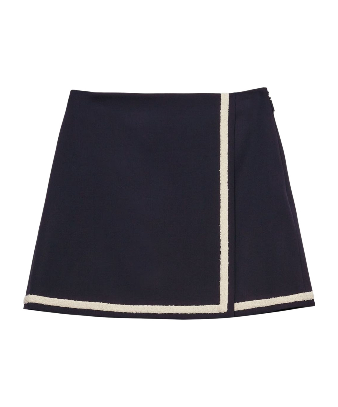 Msgm Wool Skirt With Button Detailing And Contrast Trim In Blue