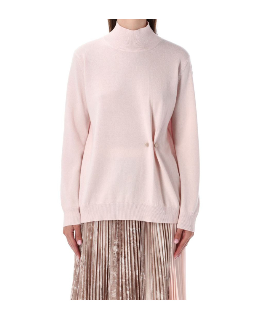 Fabiana Filippi Long Sleeve Mock Neck Knit Sweater In Pink