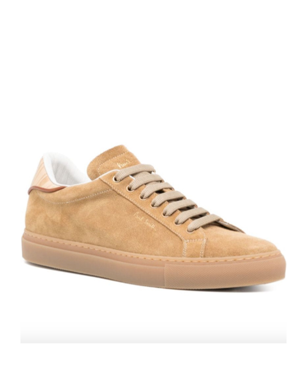 Paul Smith Logo-stamp Suede Sneakers In Nude