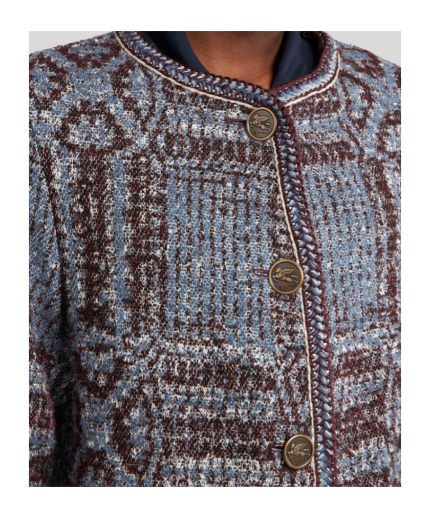 Etro Textured Fabric Long Sleeves Front Pockets In Neutral
