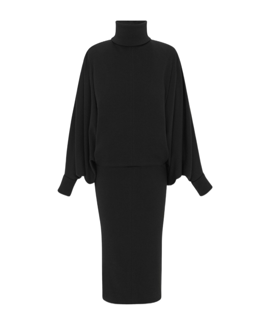 Saint Laurent Roll-neck Mini Dress In Black