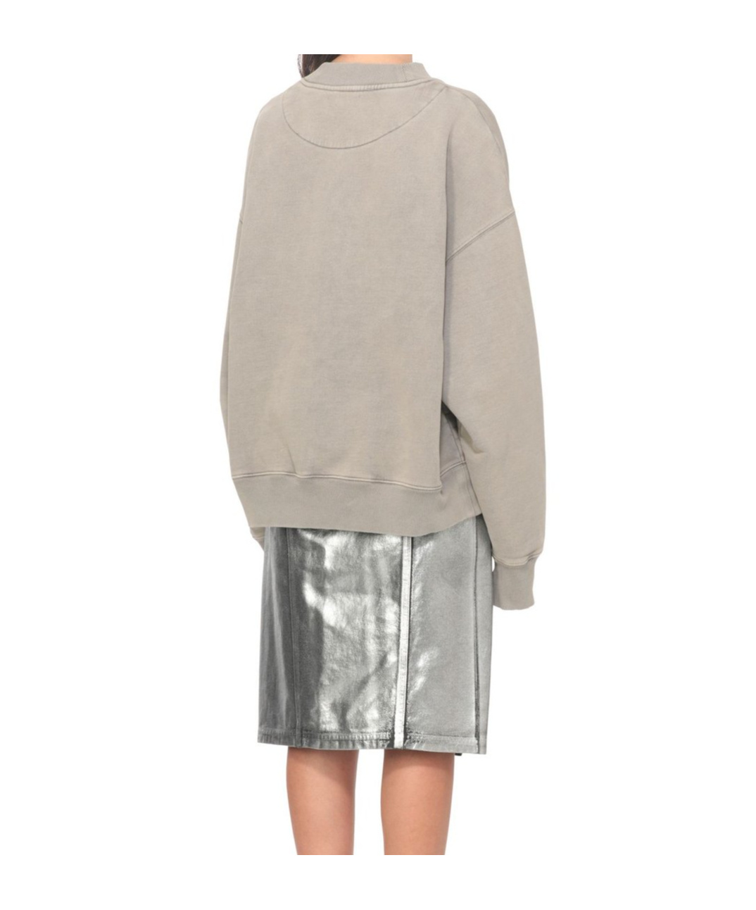Attico Crewneck Knitwear Ribbed Trims In Gray
