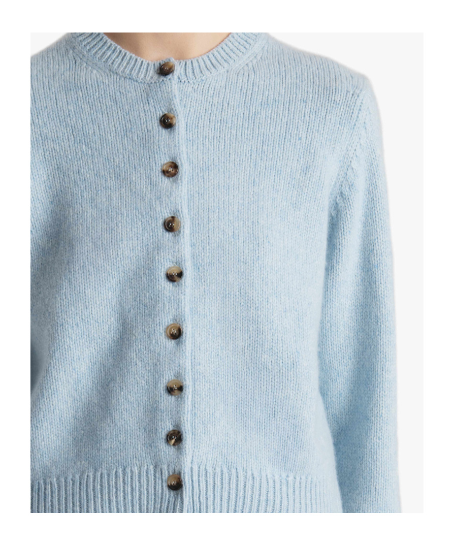 Khaite Everheart Button-front Cashmere Cardigan In Blue
