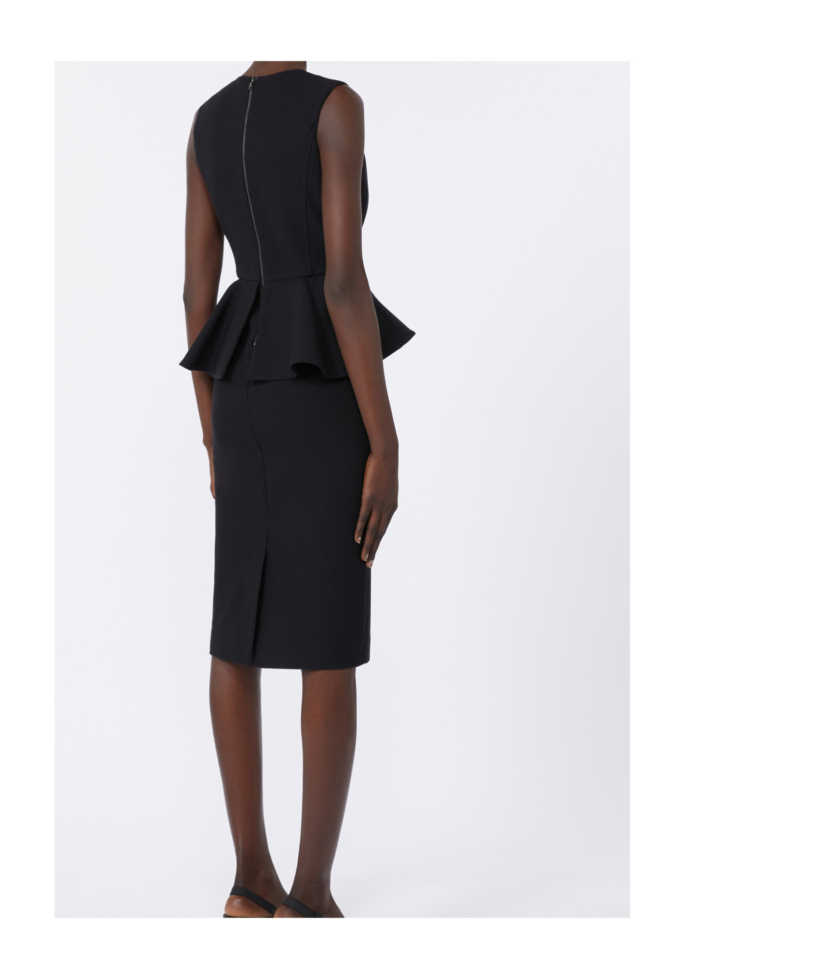 Max Mara Cosmos Sleeveless Knit Peplum Dress In Black