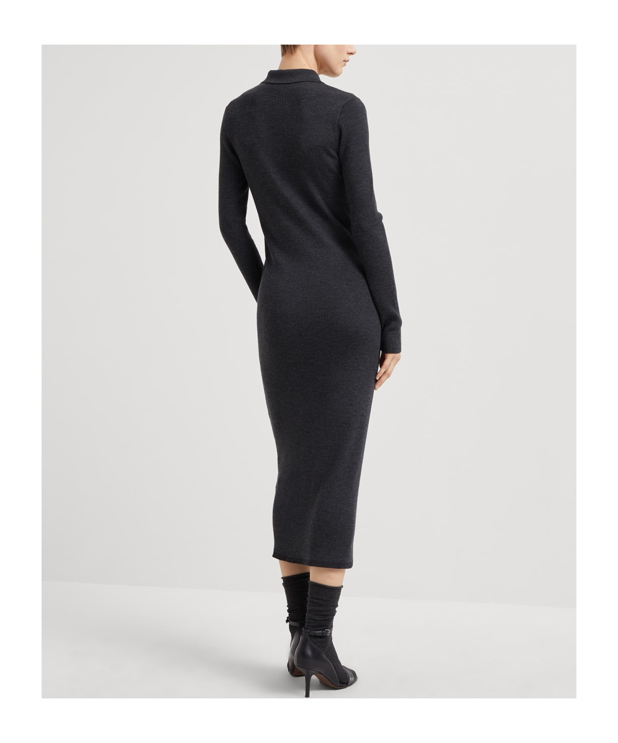 Brunello Cucinelli Cashmere And Silk-blend Midi Dress In Black