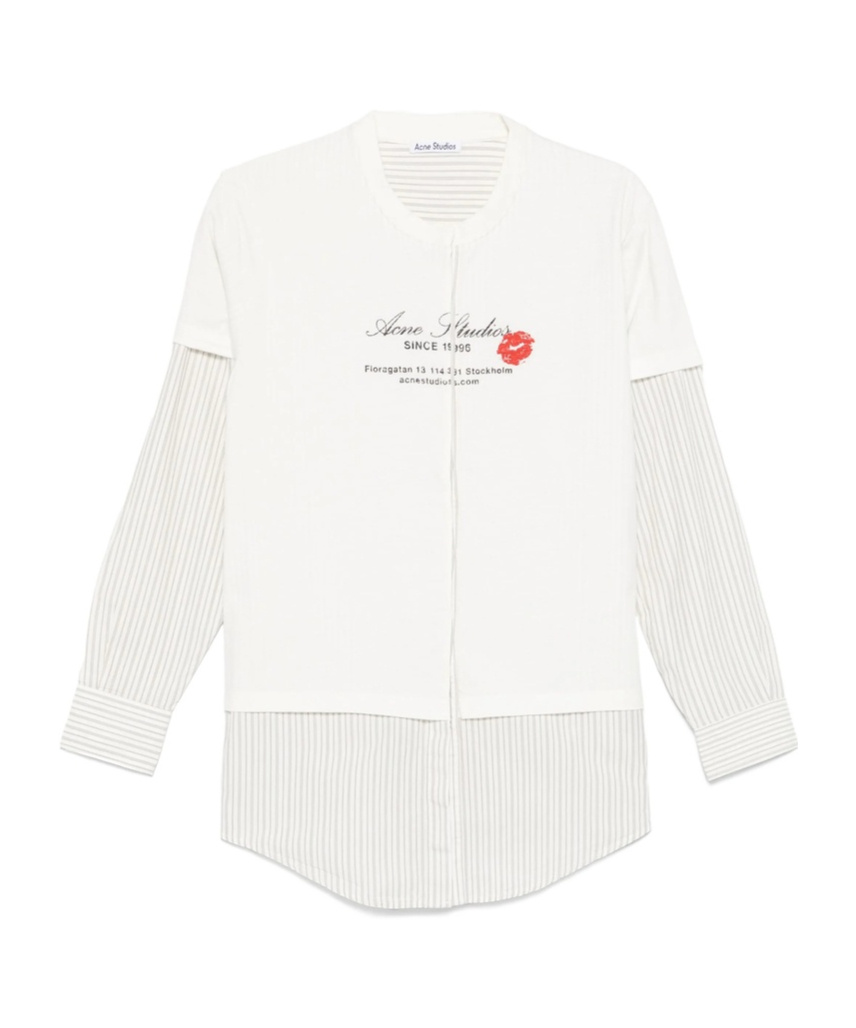 Acne Studios Round Collar And Long-sleeved T-shirt In White