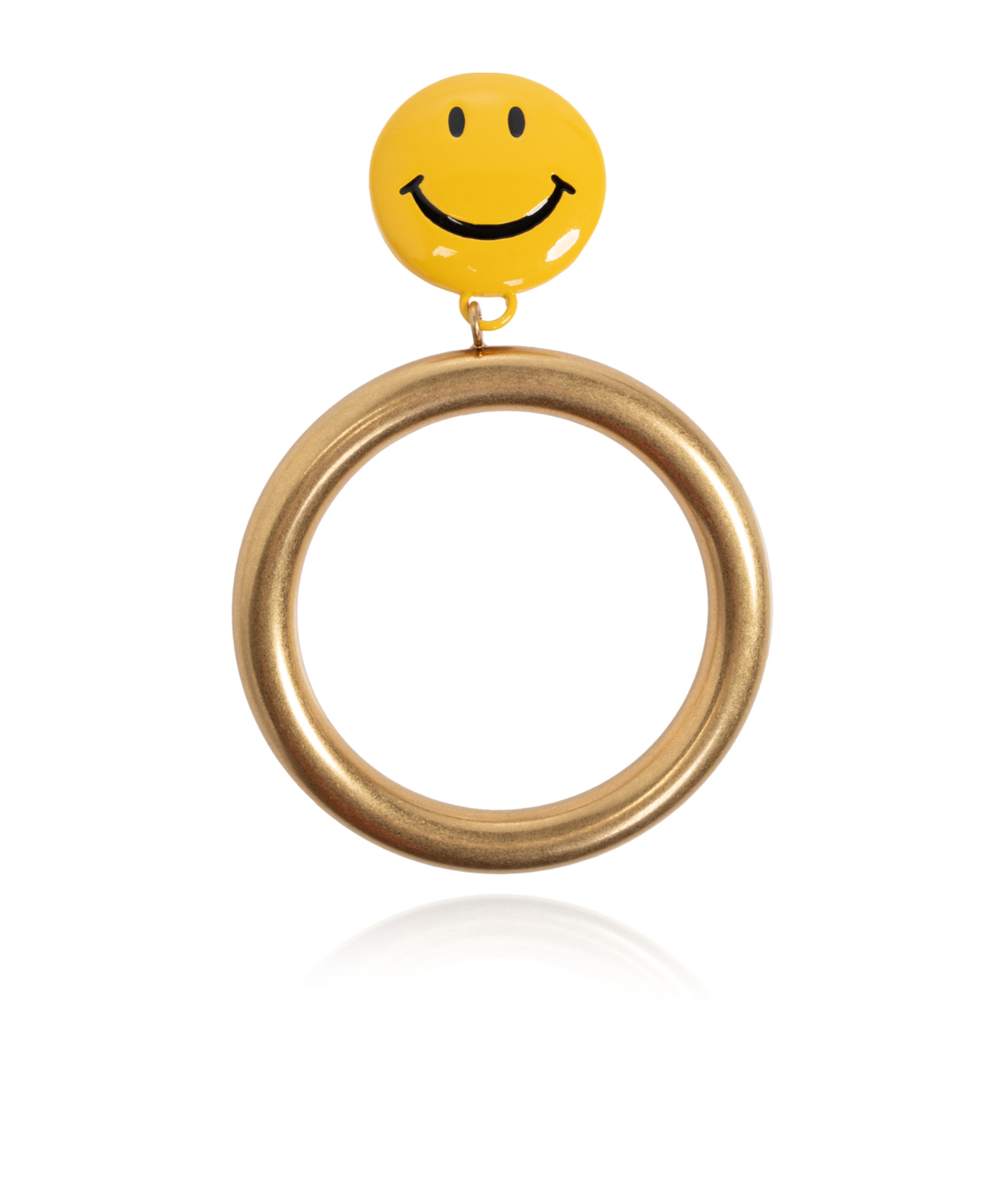 Moschino Round Smile-motif Earrings In Yellow
