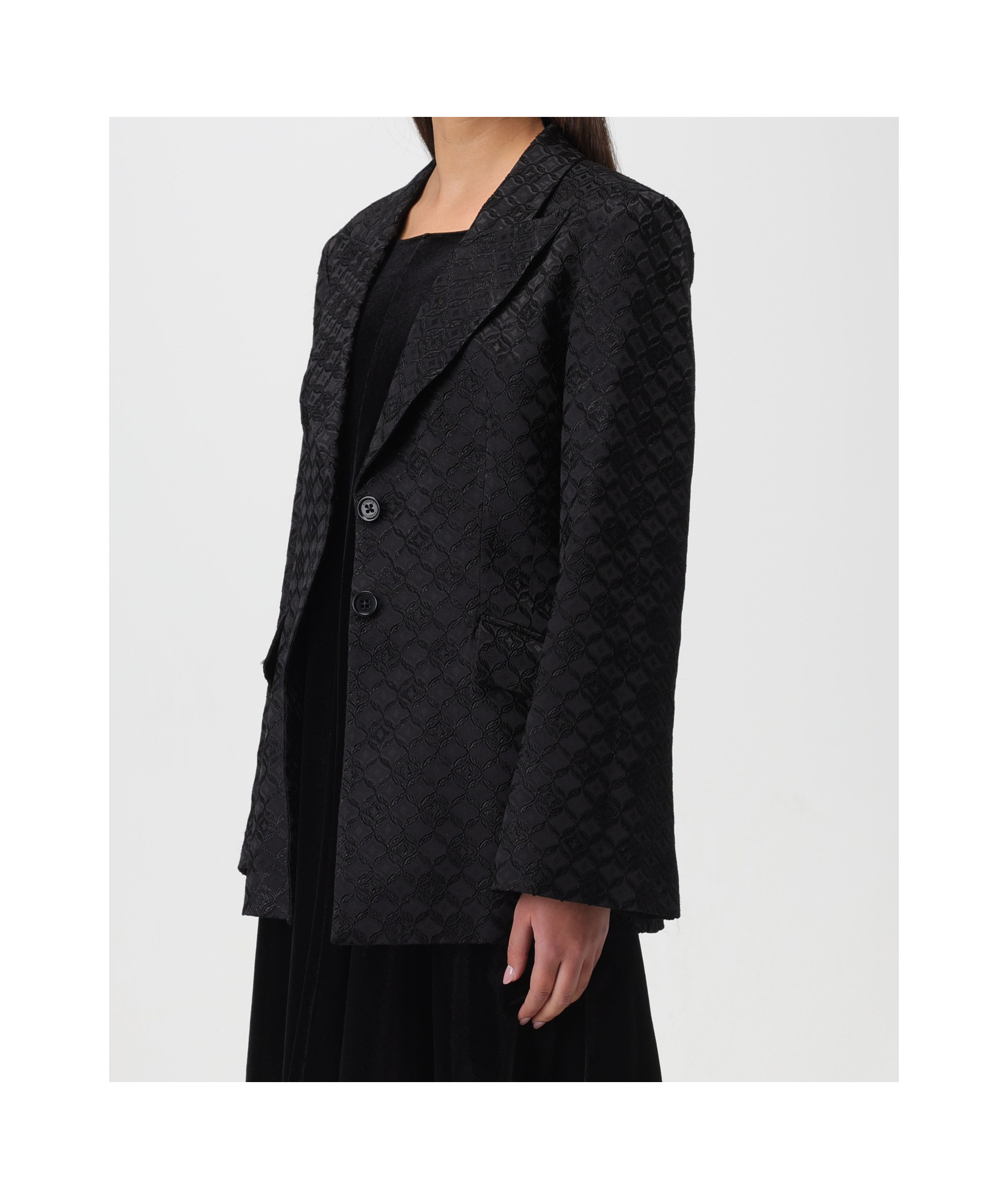 Alberta Ferretti Monogram-jacquard Single-breasted Blazer In Black
