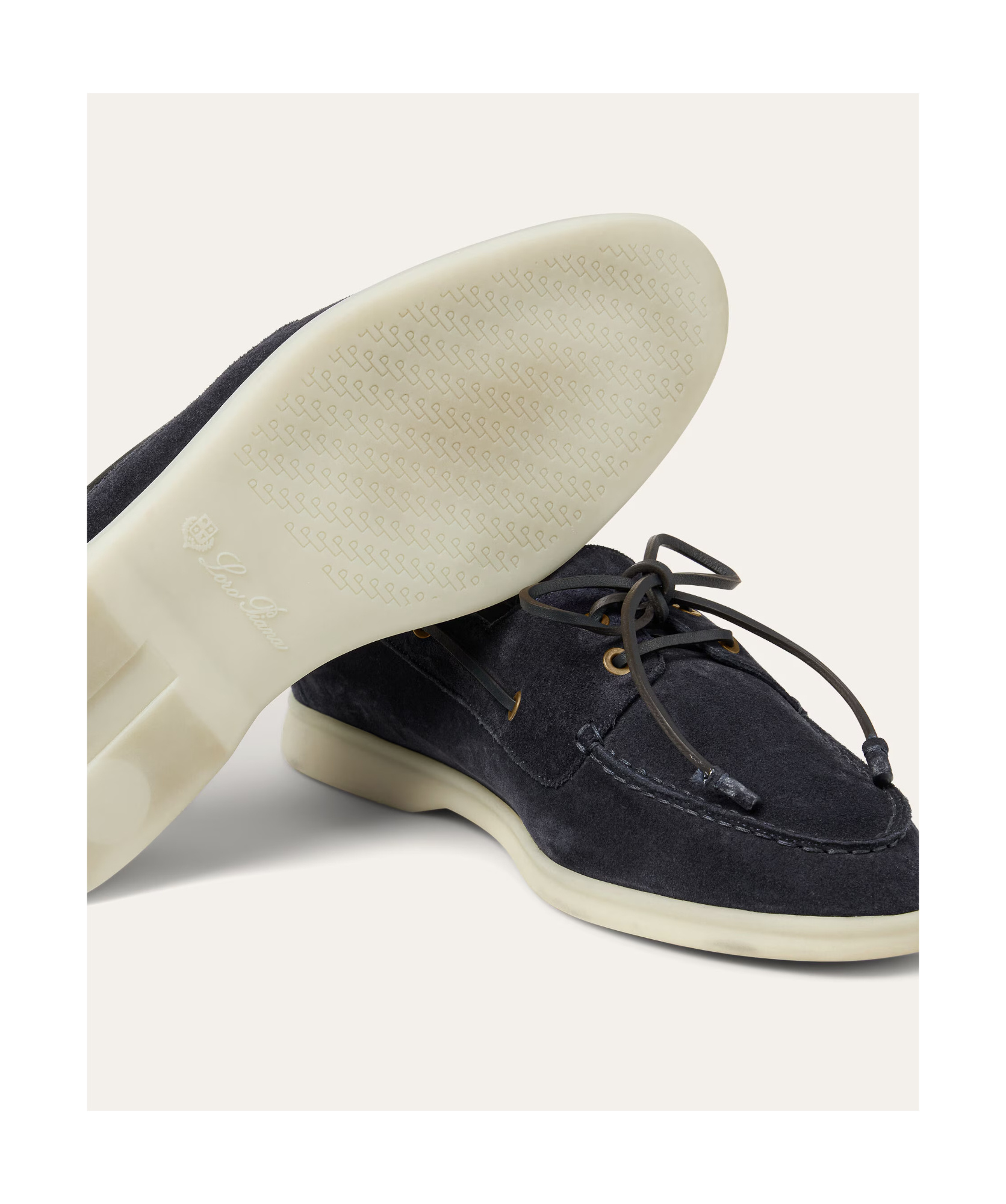 Loro Piana Suede Loafers With Rubber Sole And Metal Eyelets In Blue