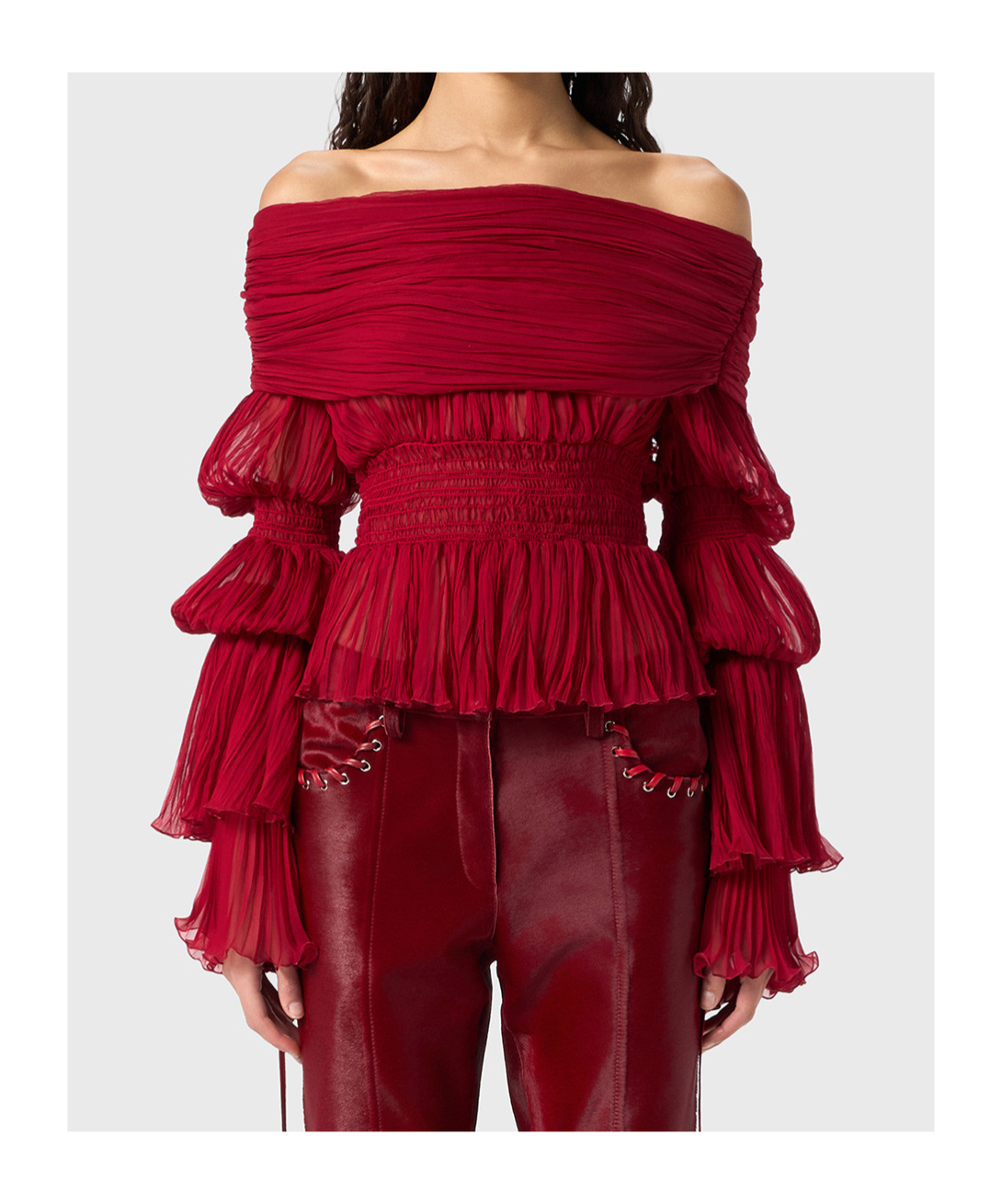 Blumarine Pleated Top In Red