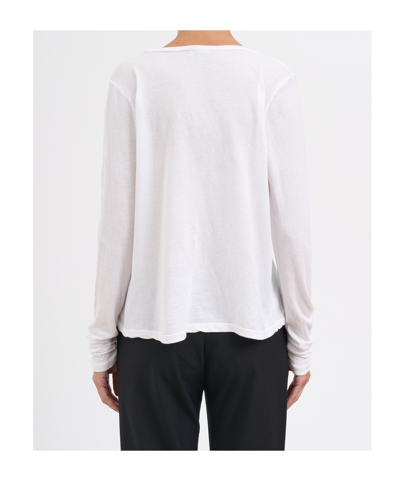 James Perse V-neck Long-sleeved T-shirt In White