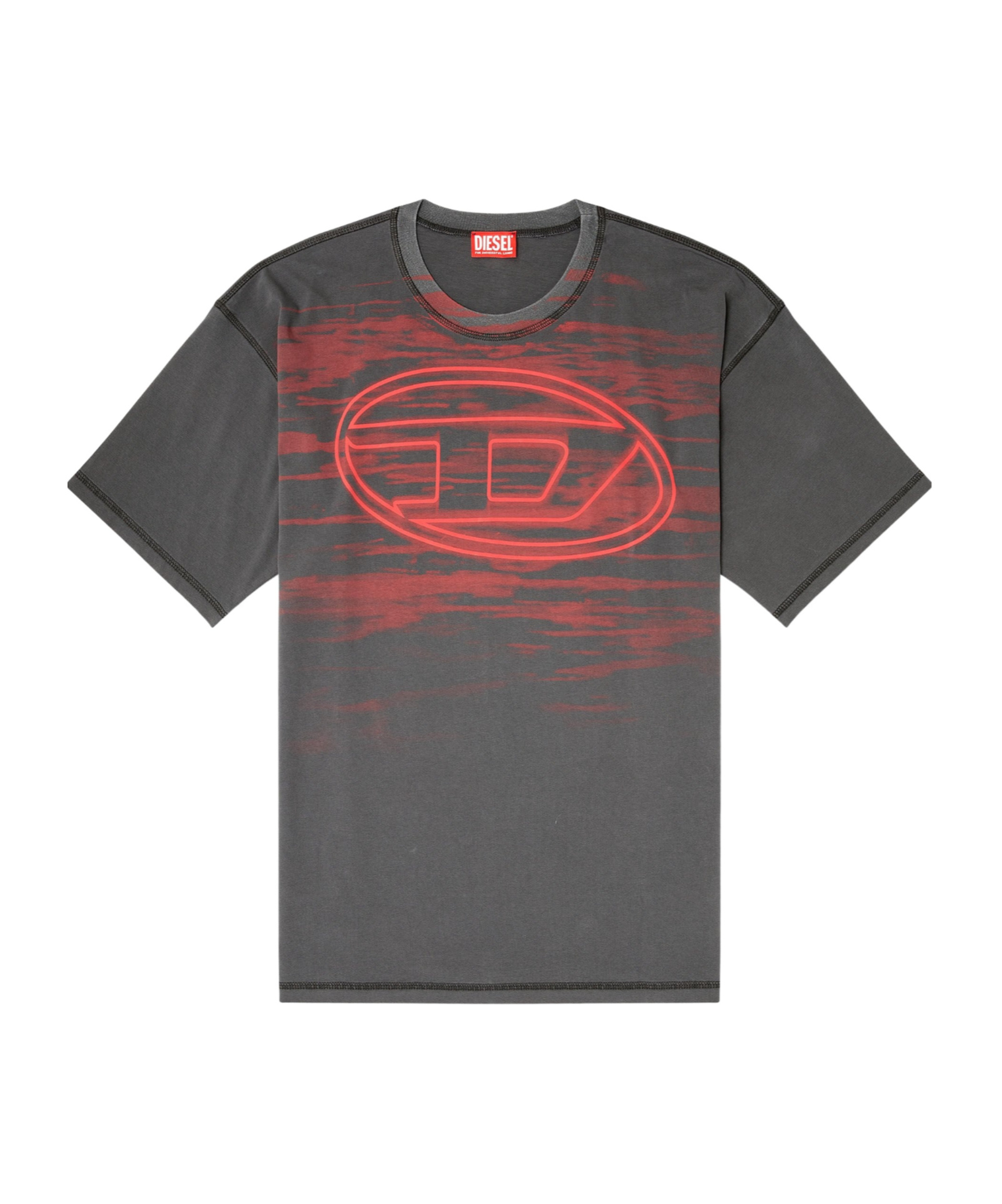 Diesel Cotton T-shirt With Oval D Print In Black