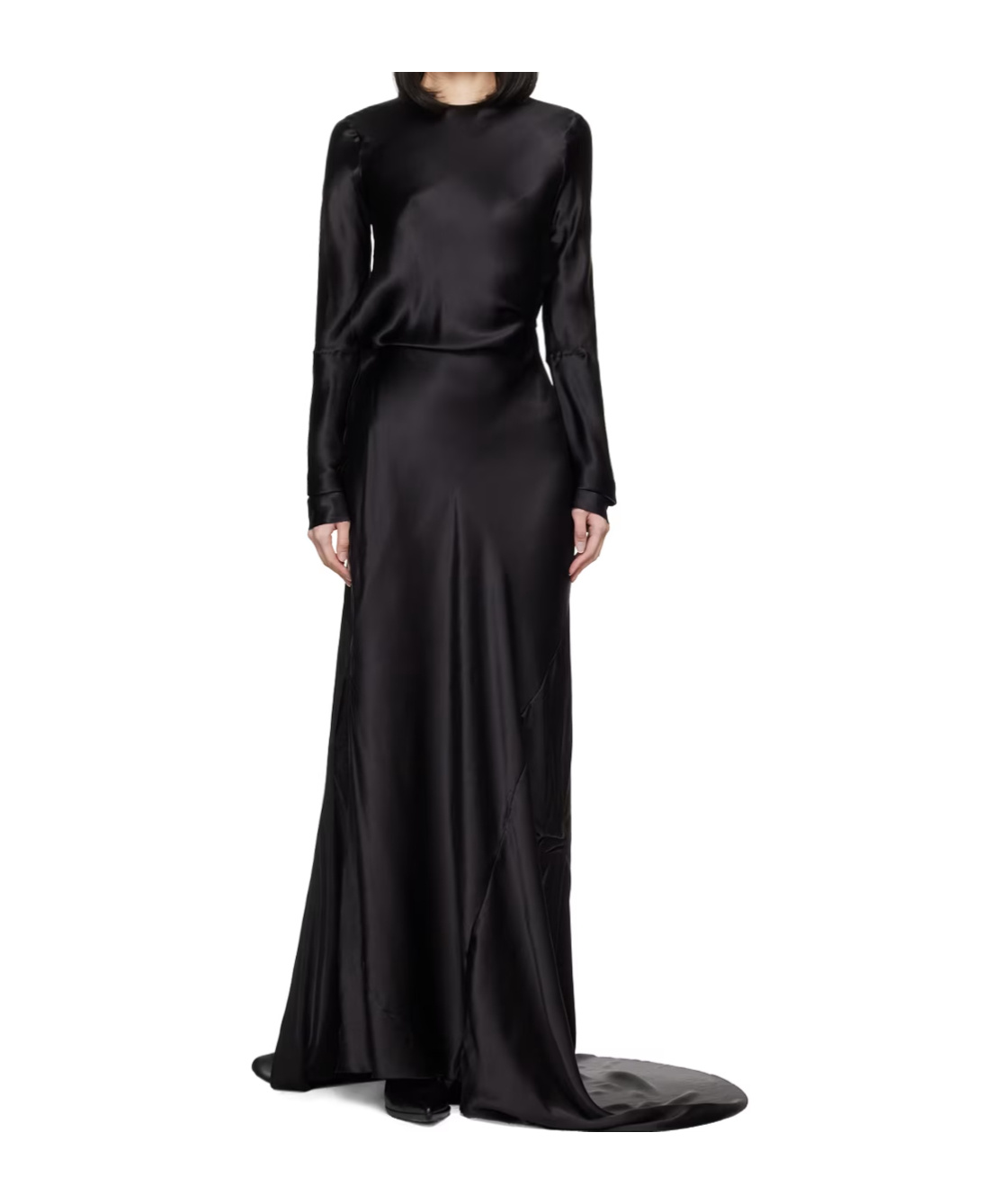 Ann Demeulemeester Demy X-long High Slit Long Sleeve Dress In Black