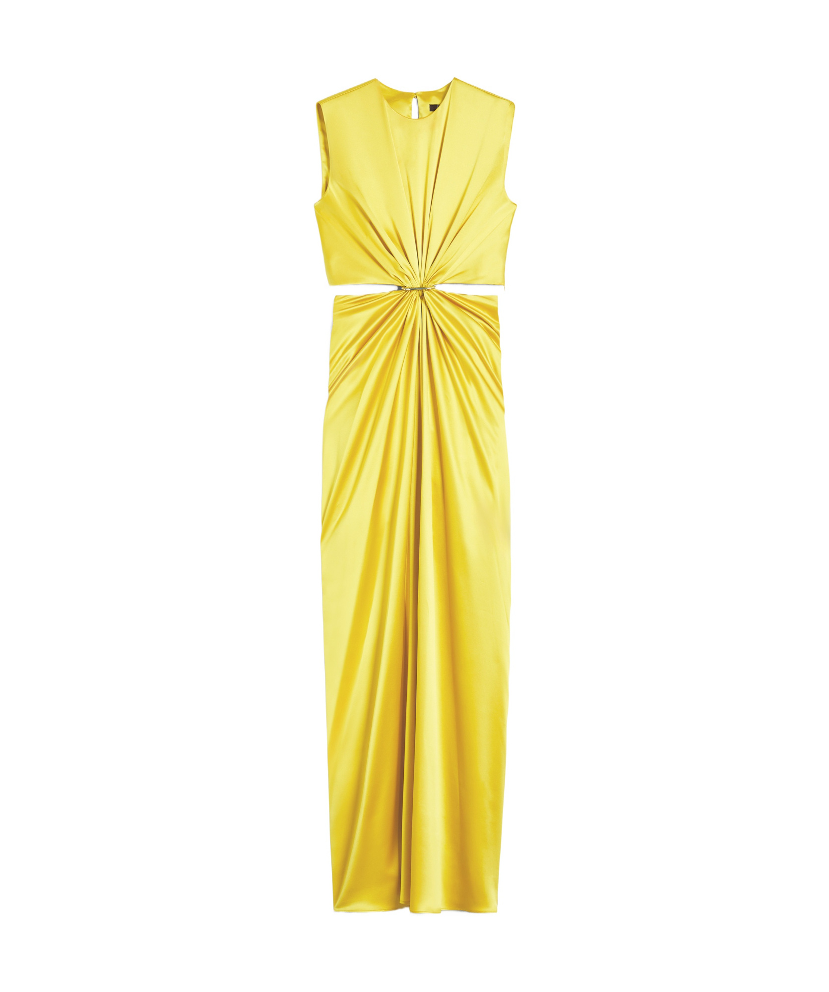 Max Mara Front Draped Dress With Metal Ring Accent In Yellow