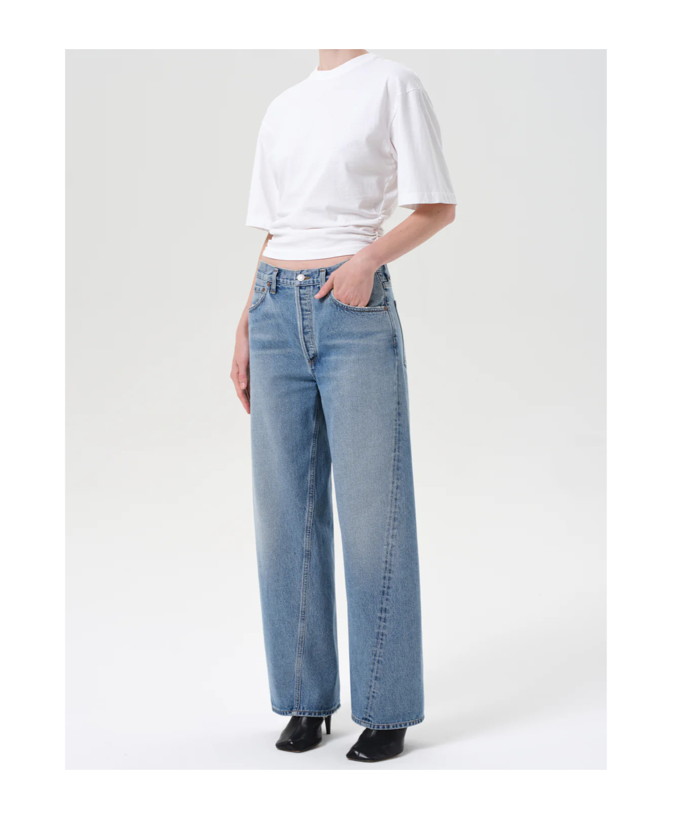 Agolde Britt Flared Sleeved T-shirt In White