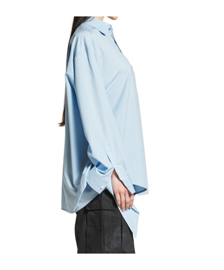 Balenciaga Women Embroidered Viscose Blend Oversize Shirt In Blue