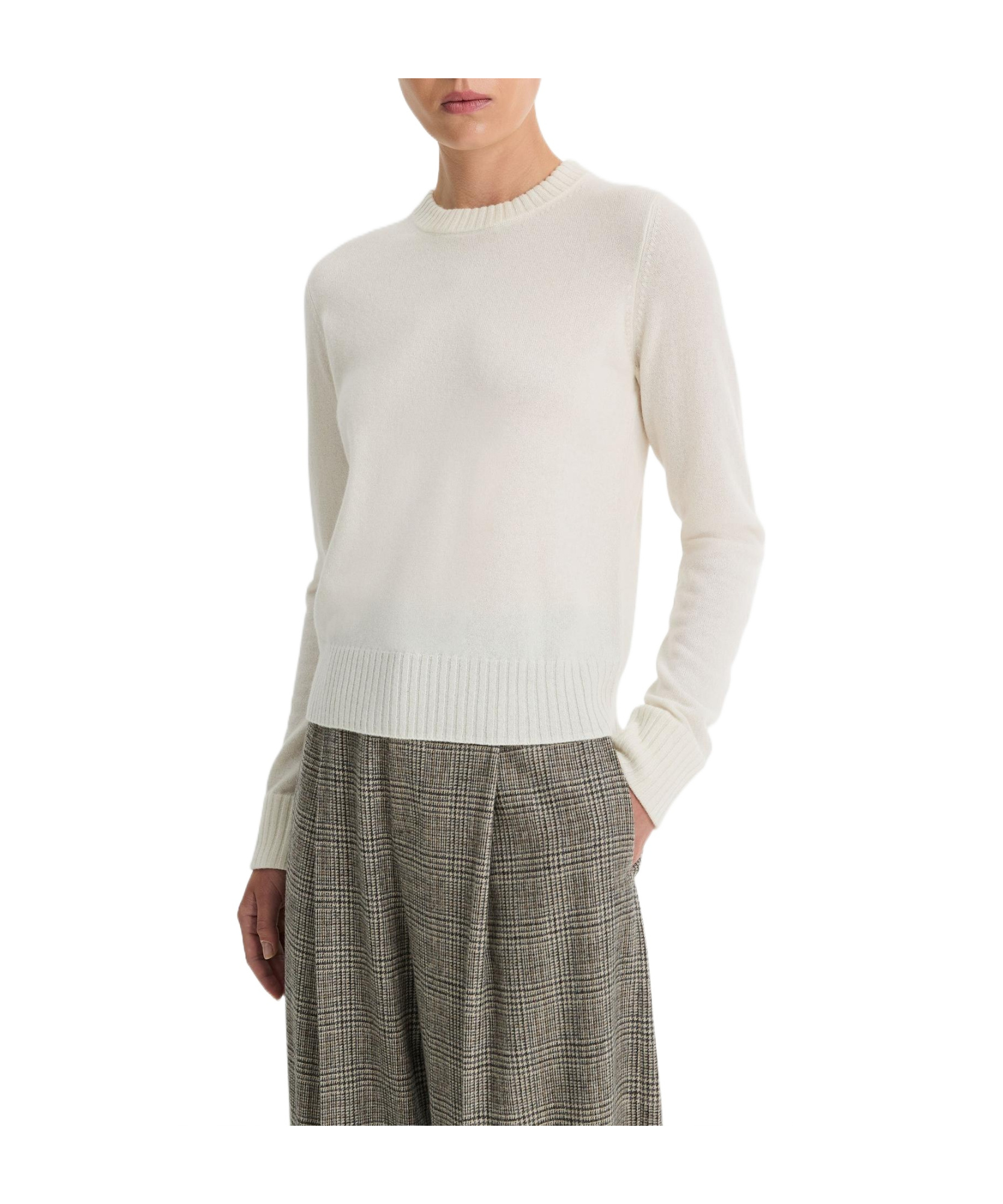 Vince Cashmere Crewneck Sweater In White