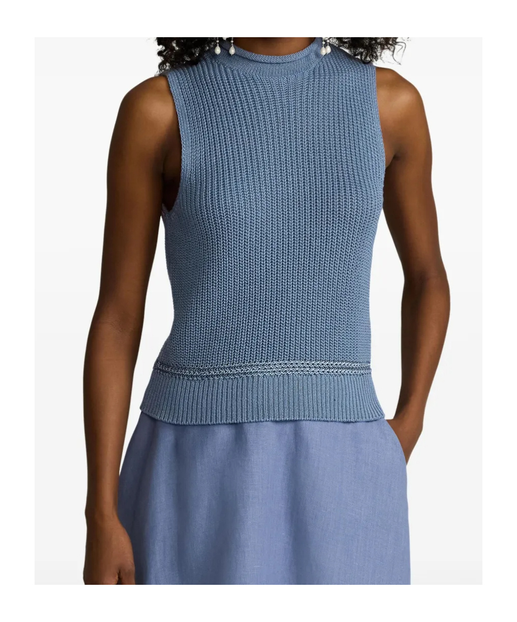 RALPH LAUREN RIBBED-KNIT TOP