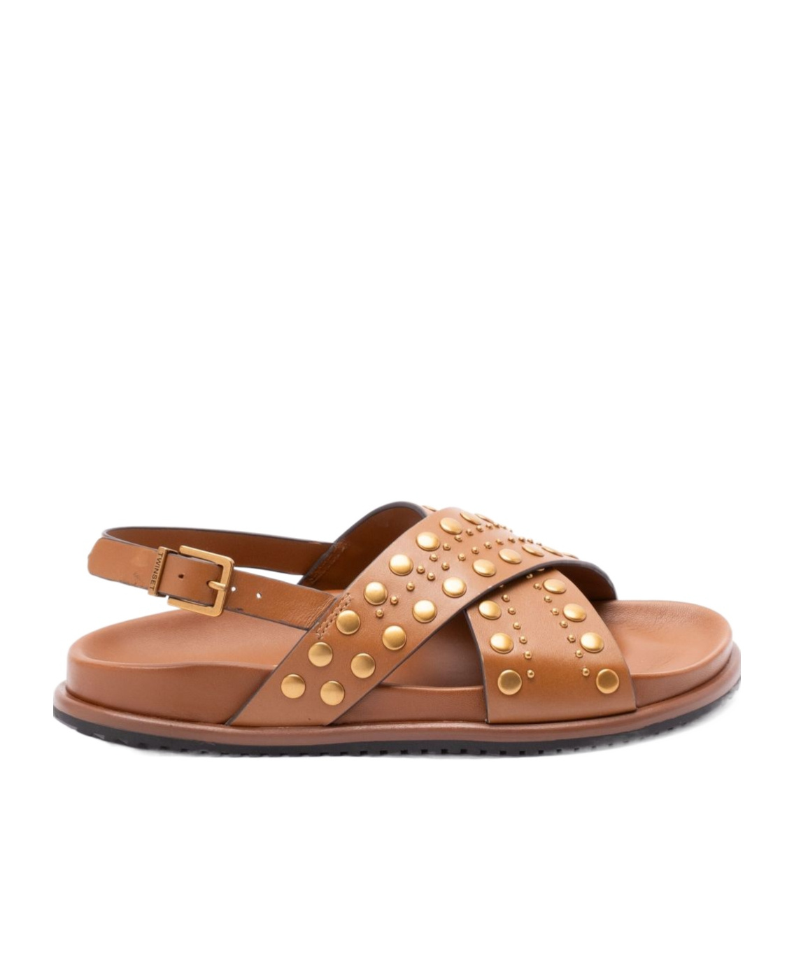 Twinset Buckle-fastening Slingback Sandals With Stud Embellishments In Brown