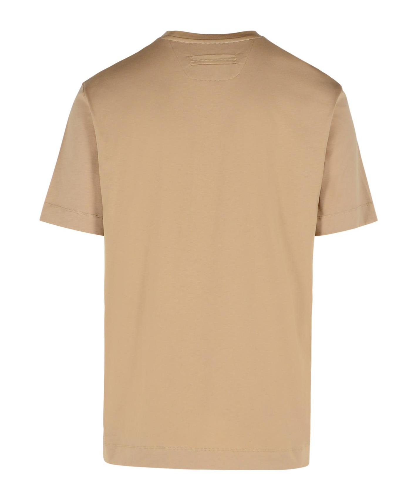 Shop Zegna Logo Embroidered Crewneck T-shirt In Nude