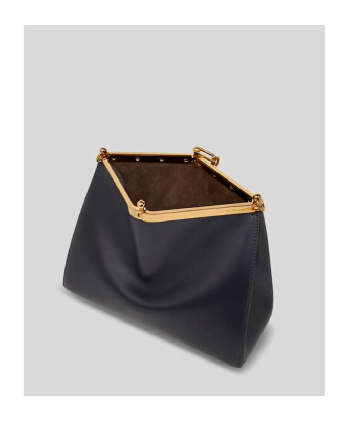 Etro 'small Vela' Black Shoulder Bag With Logo And Pegasus Charm In Black
