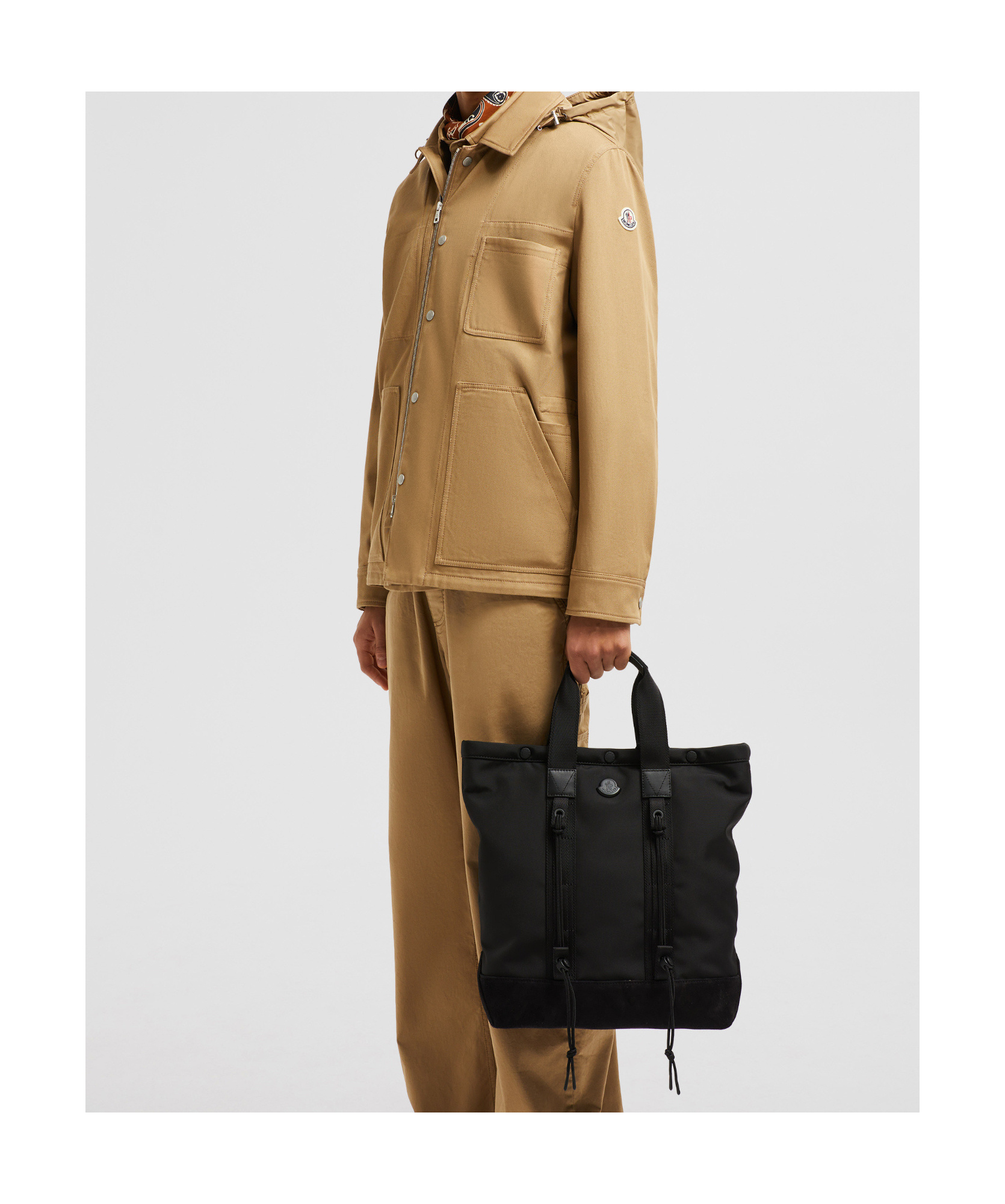 Moncler Zippered Handbag In Black