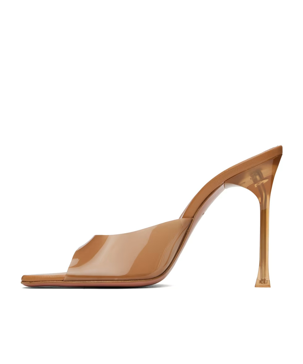 AMINA MUADDI ALEXA GLASS SLIPPER OPEN-TOED HEELS SANDALS