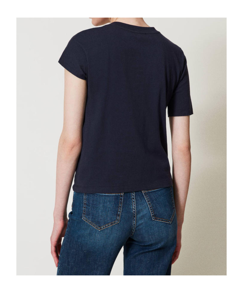 Shop Twinset Asymmetric T-shirt In Black