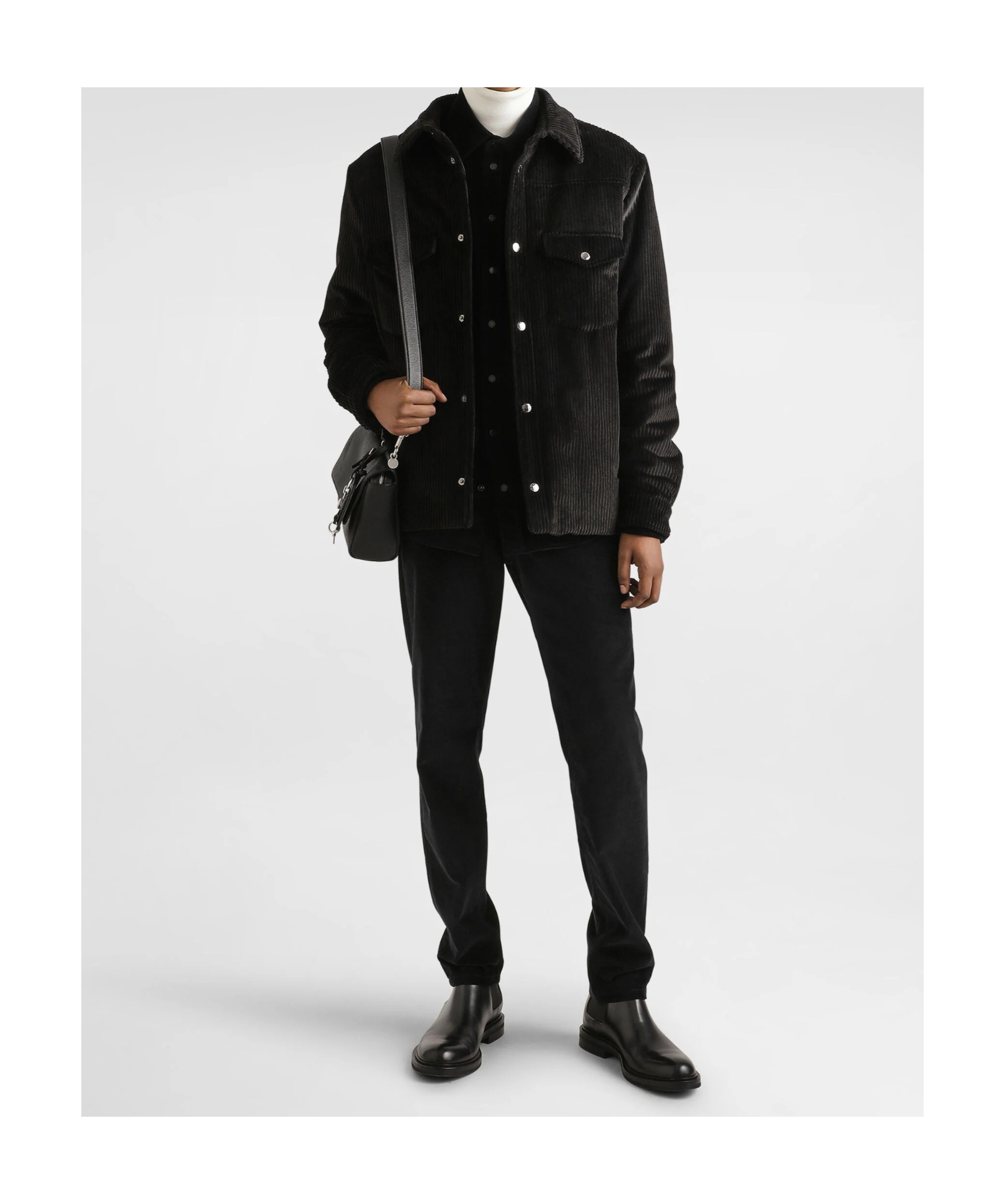 Dolce & Gabbana Micro Rib Velvet Shirt Shirts Black In Black