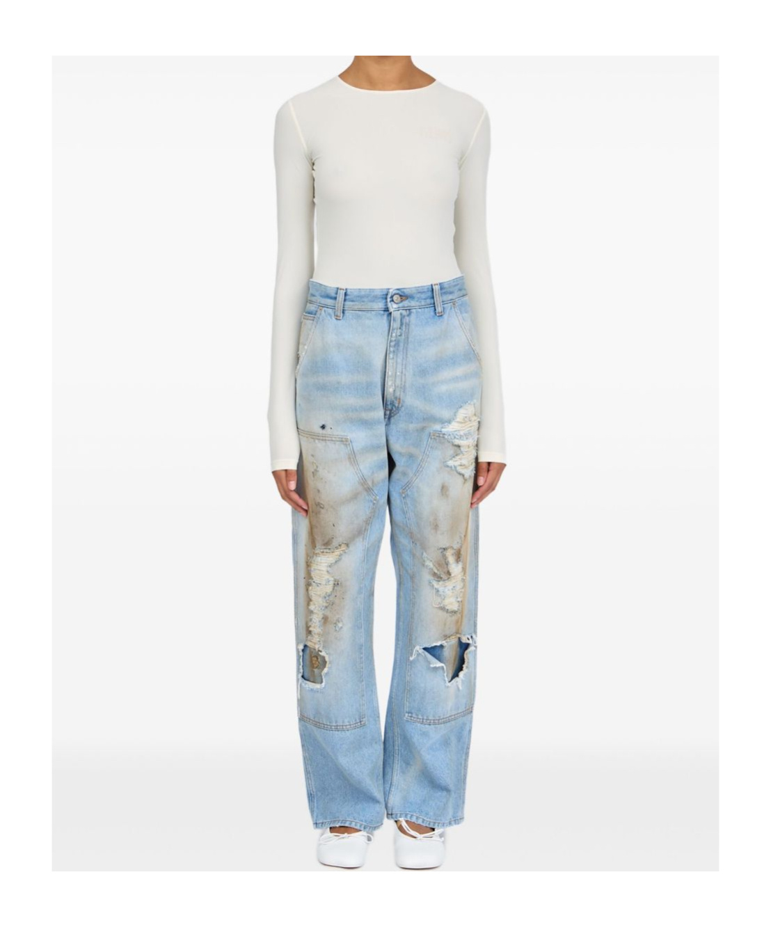 Mm6 Maison Margiela Used Denim Jeans In Blue