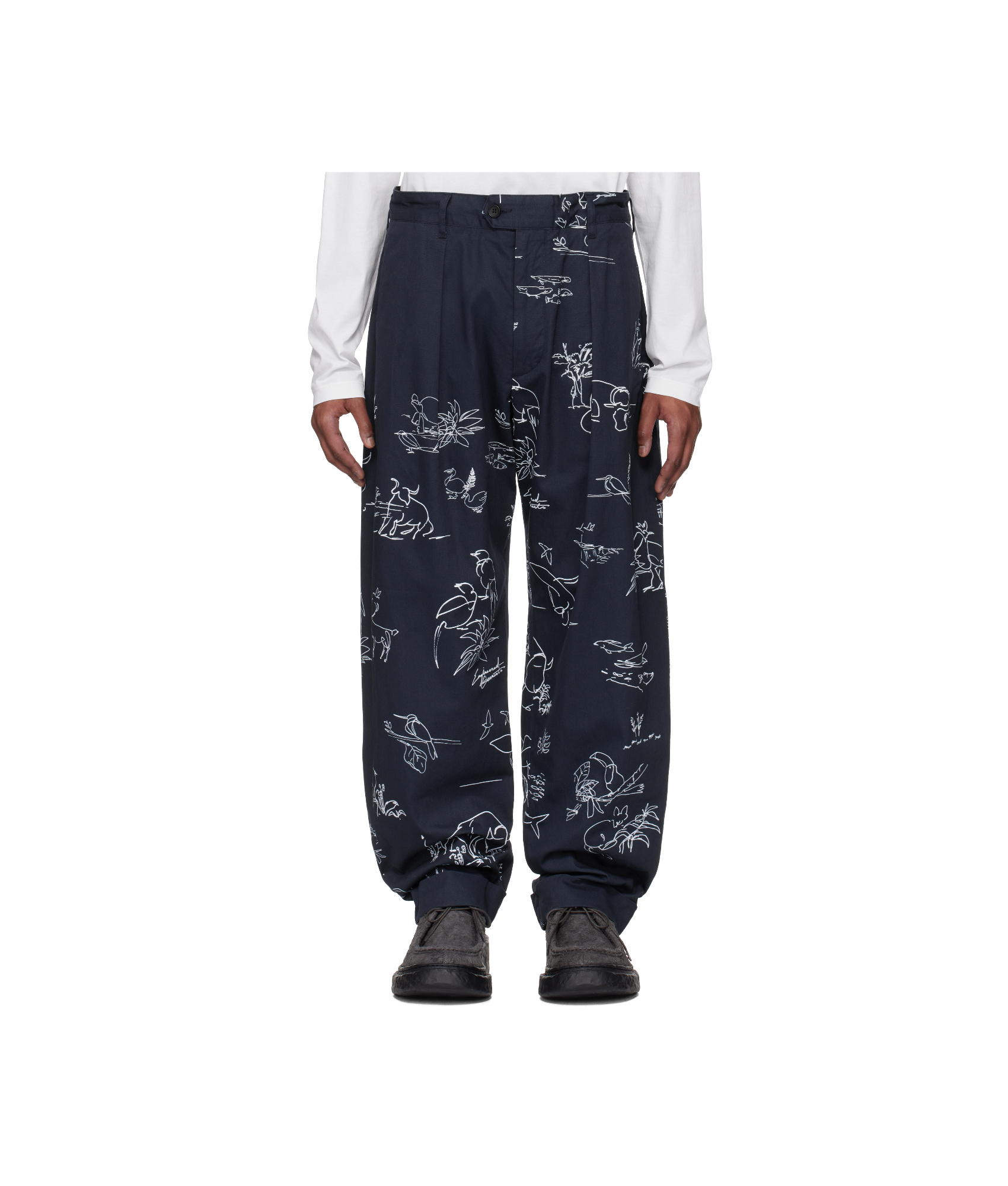 Engineered Garments Twill Casual Pants In Navy Blue