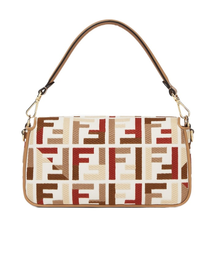 Fendi Canvas Bag With Multicolor Ff Embroidery In Multi