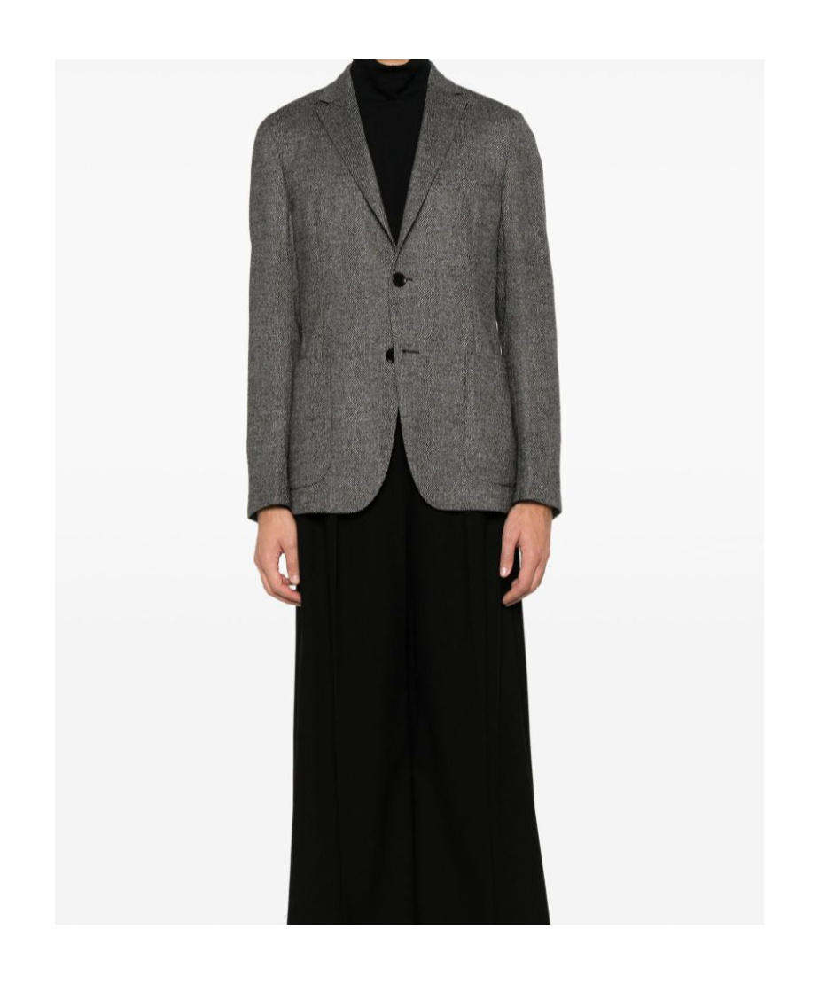 Zegna Interlock Twill Blazer In Gray