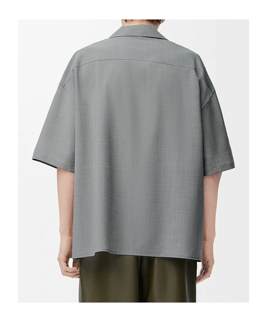 Loewe Wool-blend Short-sleeve Shirt In Gray