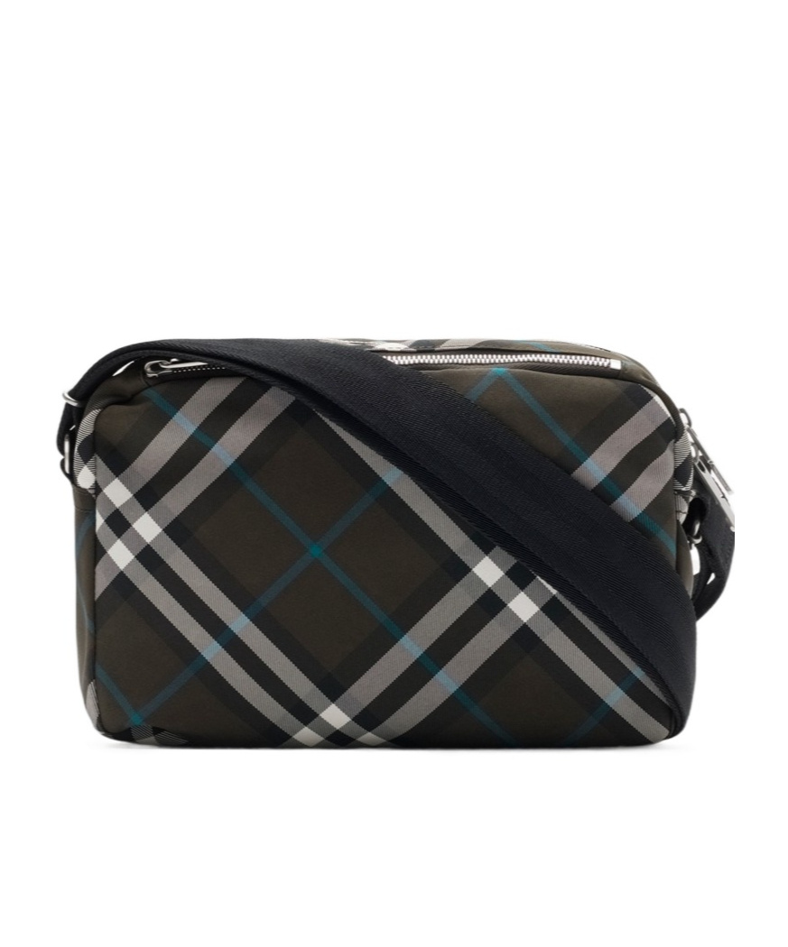 Burberry Checked Messenger Bag In Black