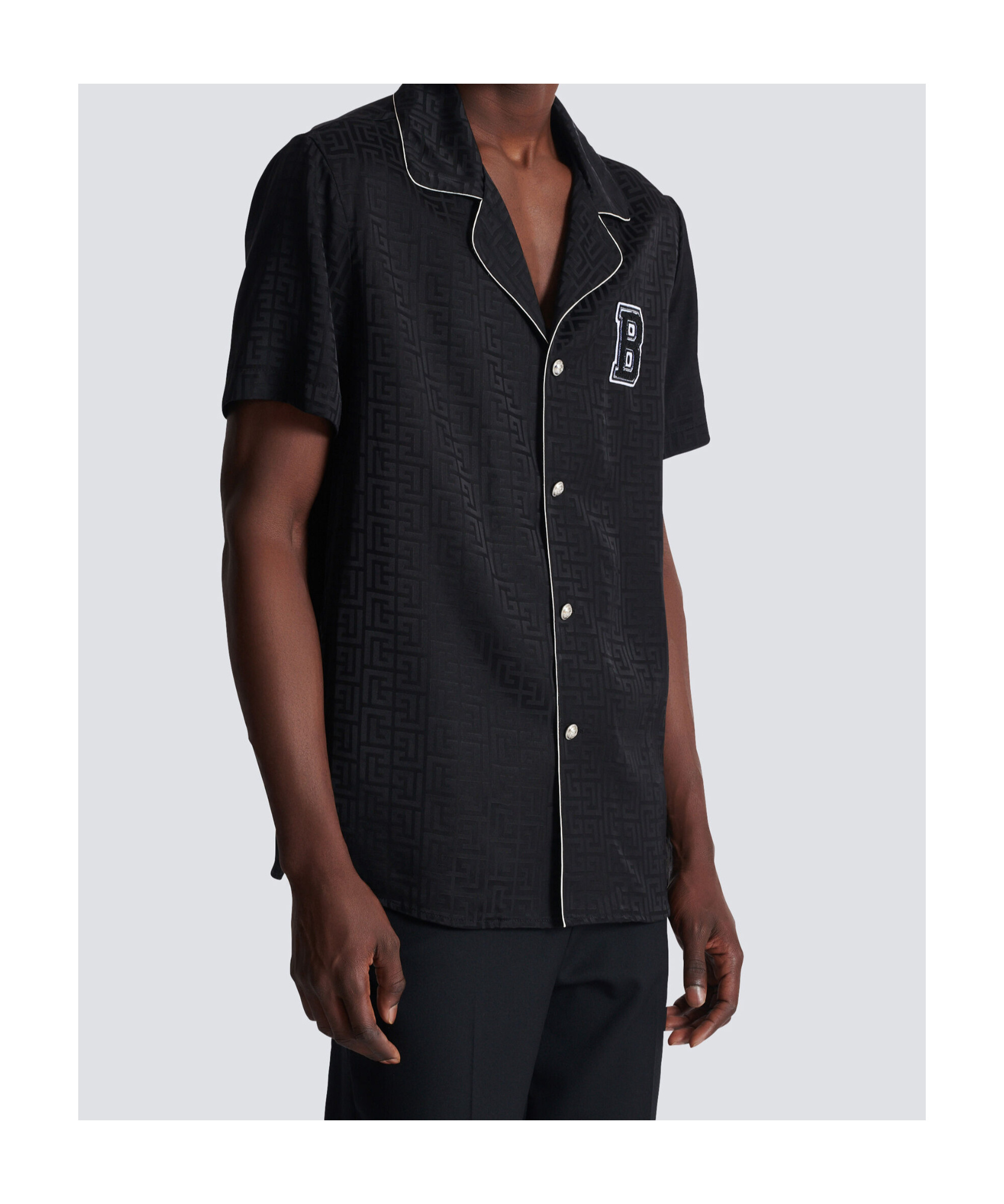 Balmain Varsity Style Shirt Featuring Contrast Piping In Blue
