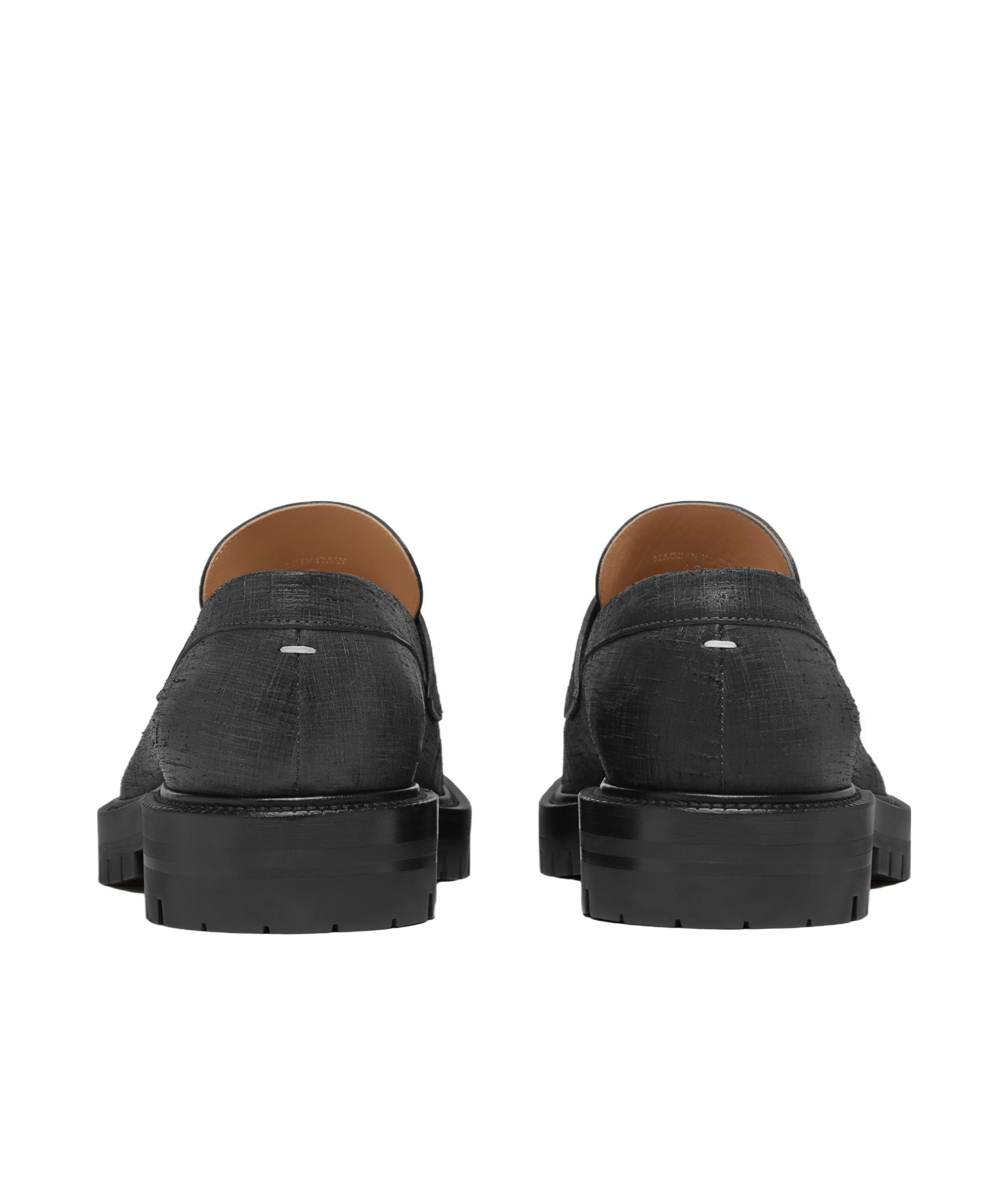 Maison Margiela Scratched Waxy Leather Tabi County Loafer Black In Black
