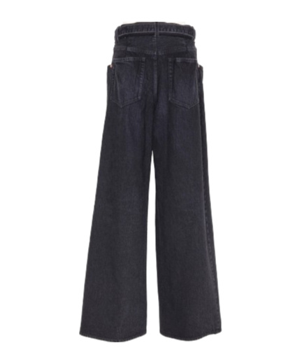 Sacai Wide-leg Belted Jeans In Black