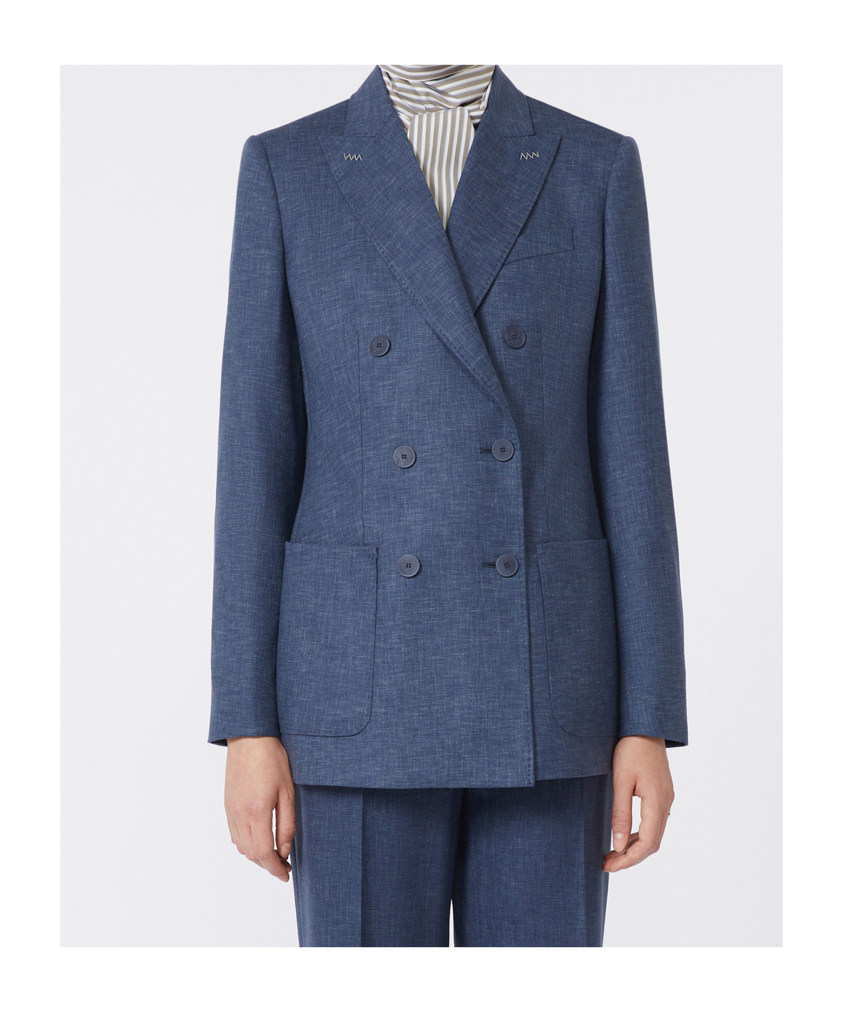 Max Mara Double-breasted Wool Blazer In Blue