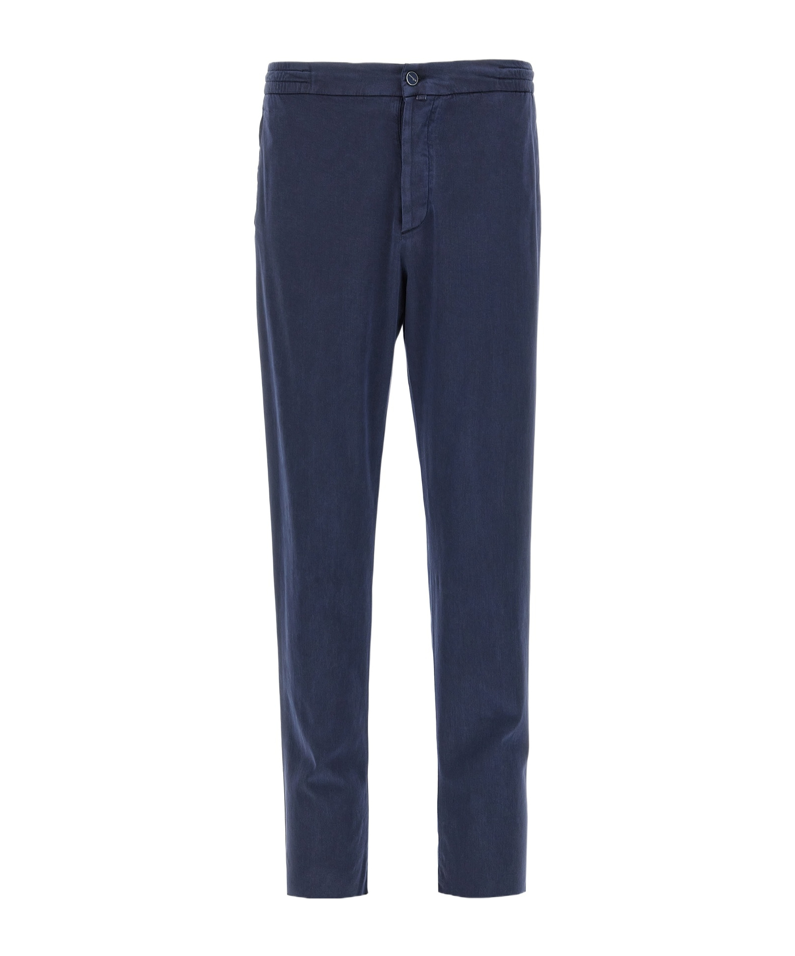 Shop Kiton Rear Elastic Waist Casual Pants In Blue