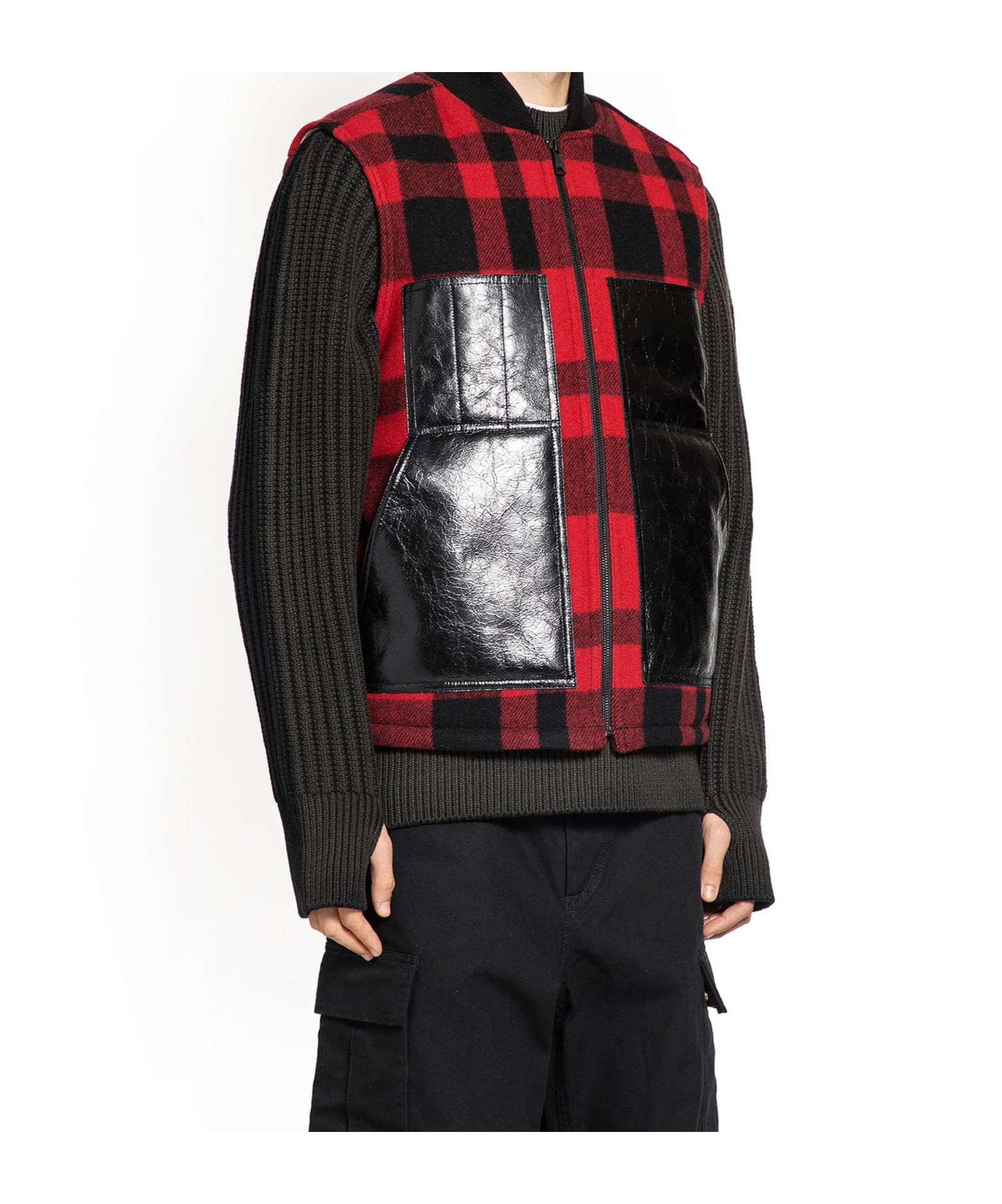 Junya Watanabe Check Pattern Sleeveless Jacket Pockets In Black
