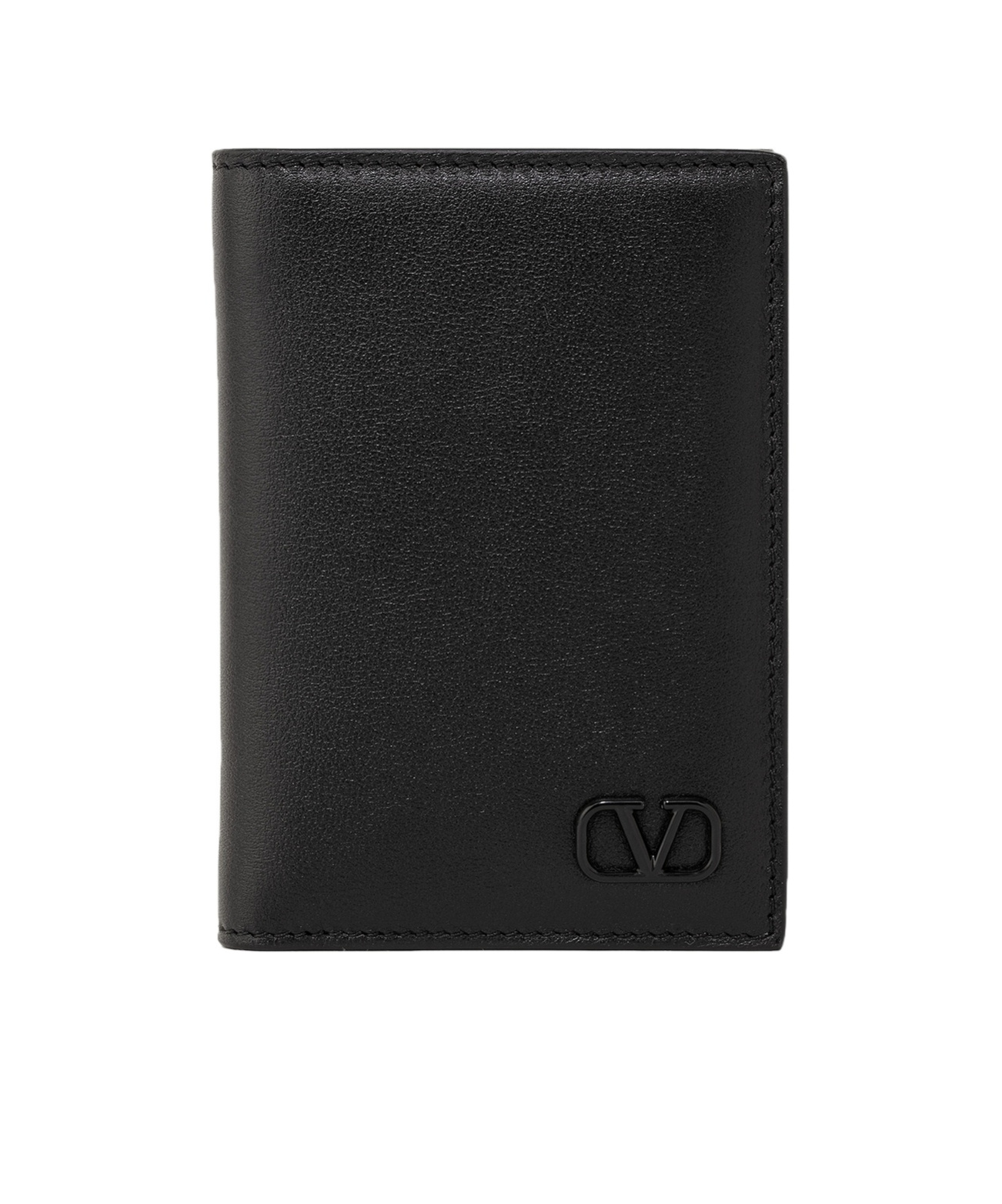Valentino Vlogo Leather Cardholder In Black